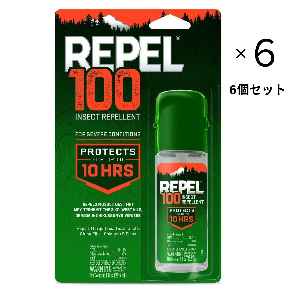 【エクスプレス便】【6個セット】REPEL100 Insect Repellent Pump Spray 1oz 最大10時間 リペル100 29.5ml（1オンス) ×6個