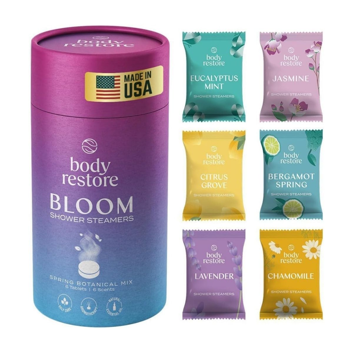 Body Restore ブルーム シャワースチーマー 6個入り Body Restore Bloom 6-Pack Aromatherapy Shower S...