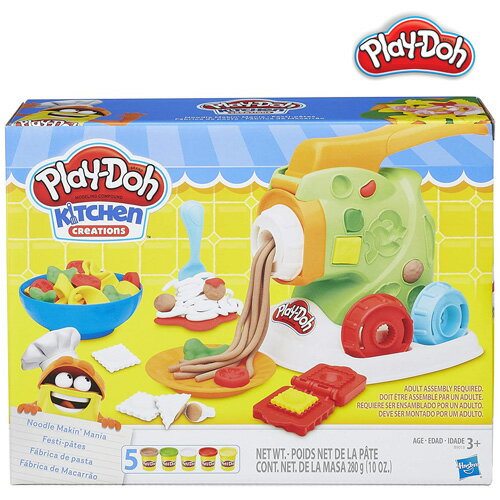 プレードウ Play-Doh Noodle Makin Mania ヌードルメイキング お子様へのギフトに最適です！！ ☆5色 の粘土付き ★ヌードルやトッピングを粘土で作ることができます。 ★Play-Dohは40年にわたってアメリカで指示されているブランドです。 ※こちらはアメリカより安心お荷物追跡可能な、佐川国際急便にてお送りさせていただきます。出荷後、最短で3-7日ほどでお届け可能となっています。 ※お届け予定日は天候やフライト、通関の混雑状況よって遅延することもございますので予めご了承くださいませ。 【注意事項】 ・当店でご購入された商品は、原則として、「個人輸入」としての取り扱いになり、すべてアメリカ、欧州からお客様のもとへ直送されます。 ・ご注文後、2-3営業日以内に配送手続きをいたします。配送作業完了後、最短4日〜最長7日でのお届けとなります。(配送方法により異なります。) ・個人輸入される商品は、すべてご注文者自身の「個人使用・個人消費」が前提となりますので、ご注文された商品を第三者へ譲渡・転売することは法律で禁止されております。 ・関税・消費税が課税される場合があります。詳細こちらをご確認下さい。 ・パッケージデザイン等はメーカーで予告なく変更する場合がございます。 ・※説明書は英語表記となります。 【広告文責】PCE International, Inc. 050-5532-1199