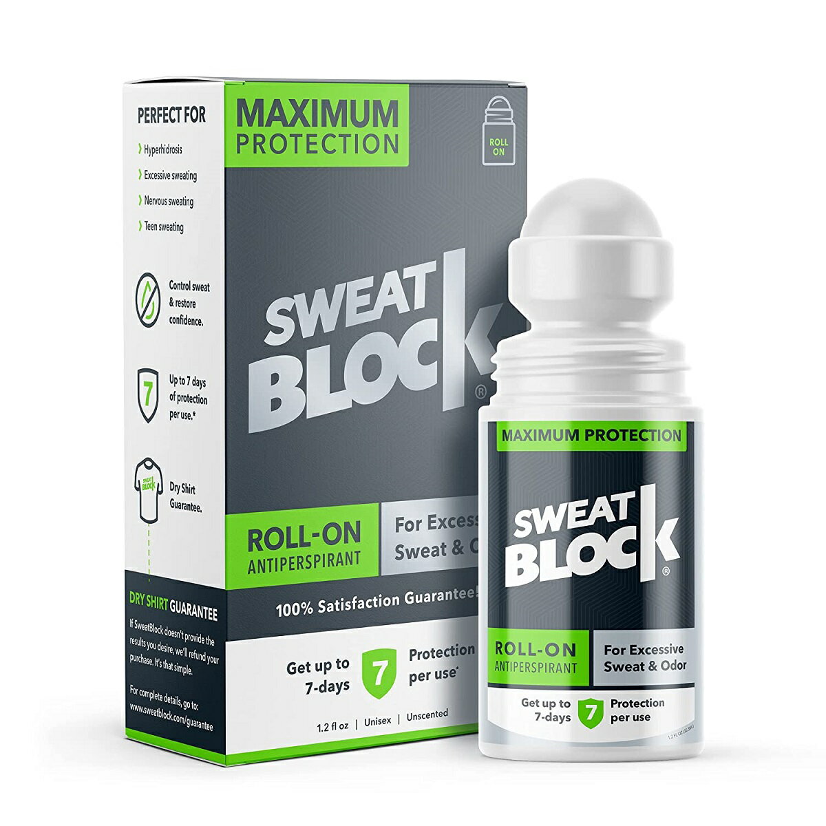 【追跡可能海外メール便】SweatBlock Antiperspirant Roll-on Maximum Protection 1.2ozスウェットブロック 制汗剤 …