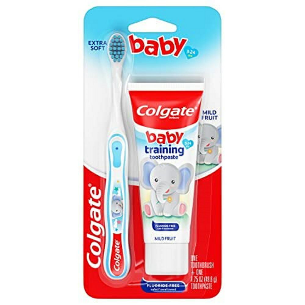 Colgate Baby Training Toothpaste and Toothbrush Kit, Mild Fruit Flavor Set for Ages 3-24 Monthsコルゲート ベビートレーニング歯磨きセット マイルドフルーツフレーバー生後3～24か月　赤ちゃん用　子ども用　歯磨きセット