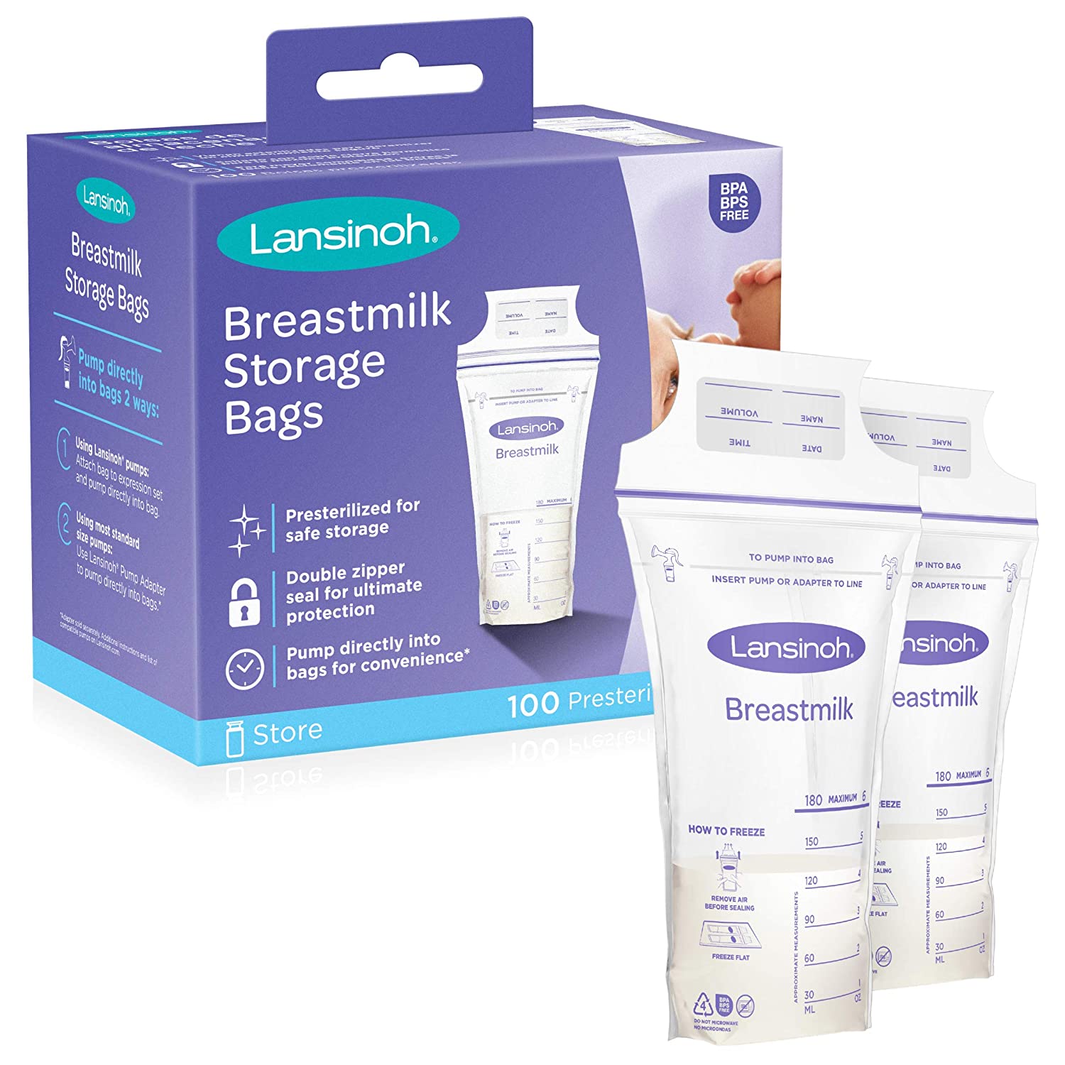 【エクスプレス便】Lansinoh Breastmilk Storage Bags 100 Count ランシノー母乳保存バック 100枚入り 赤ちゃん ベイビー 母乳 授乳用ミルクバッグ【送料無料】