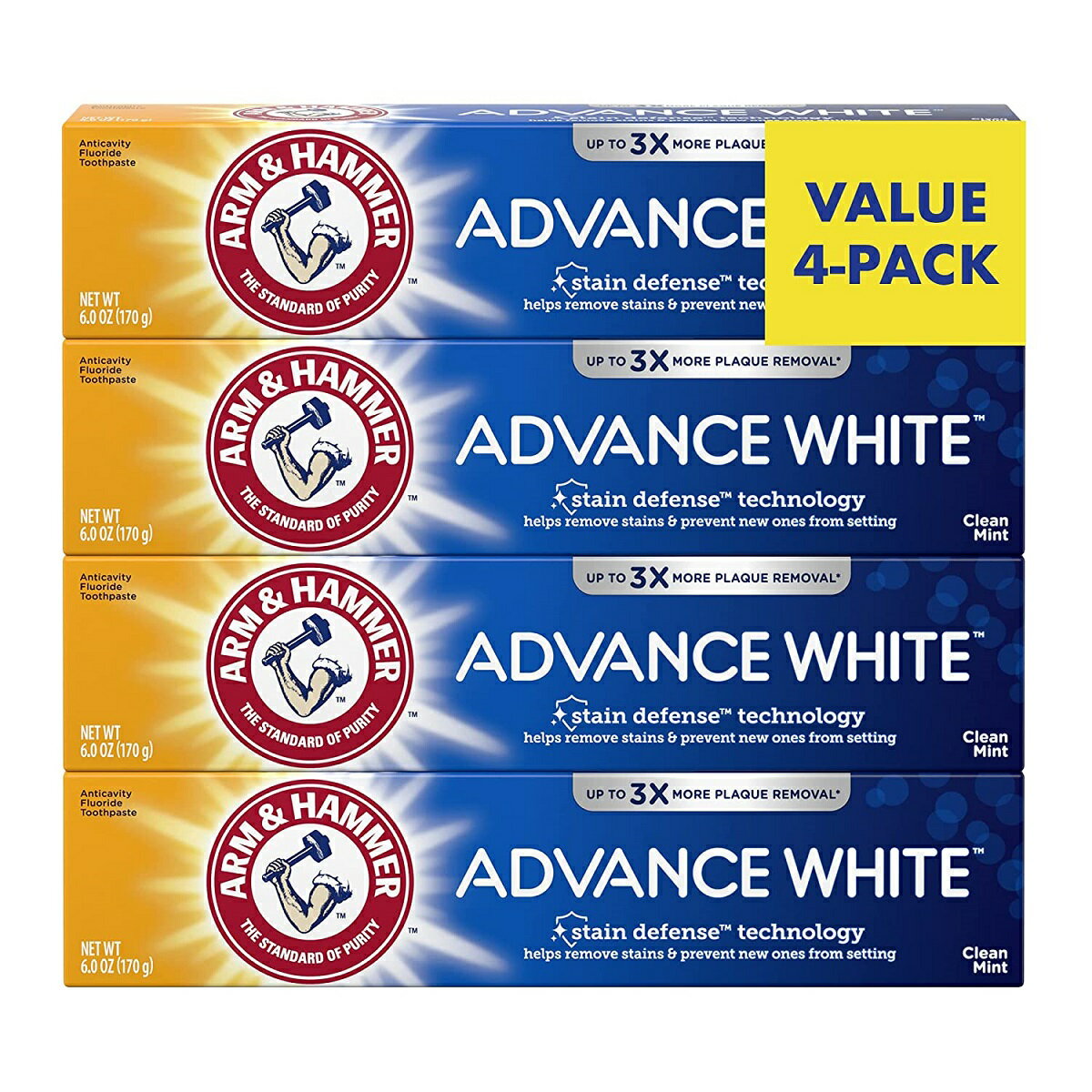 【エクスプレス便】【お得な4本セット】Arm & Hammer Advance White Toothpaste Clean Mint Flavor 6.0..