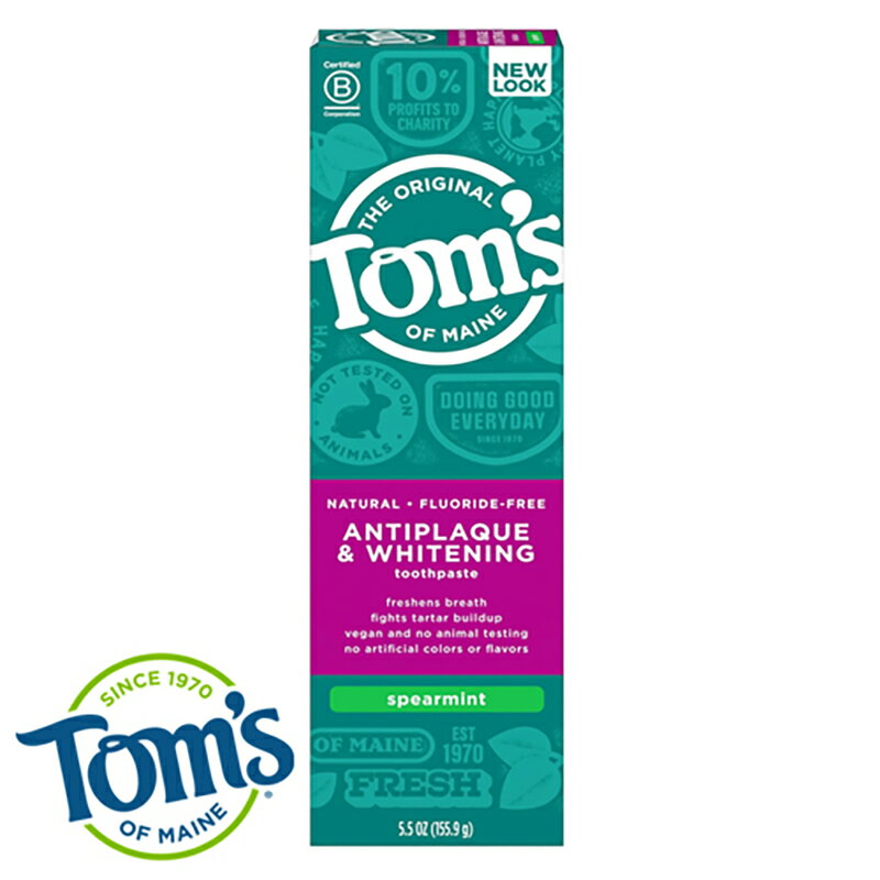Tom's of Maine Fluoride-Free Antiplaque & Whitening 5.5 Ounce　トムズ　オブ　メイン　Tom's アンチプラーク　＆　ホワイトニング ハミガキ粉（フッ素フリー） Whitening 　 ホワイトニング　海外直送