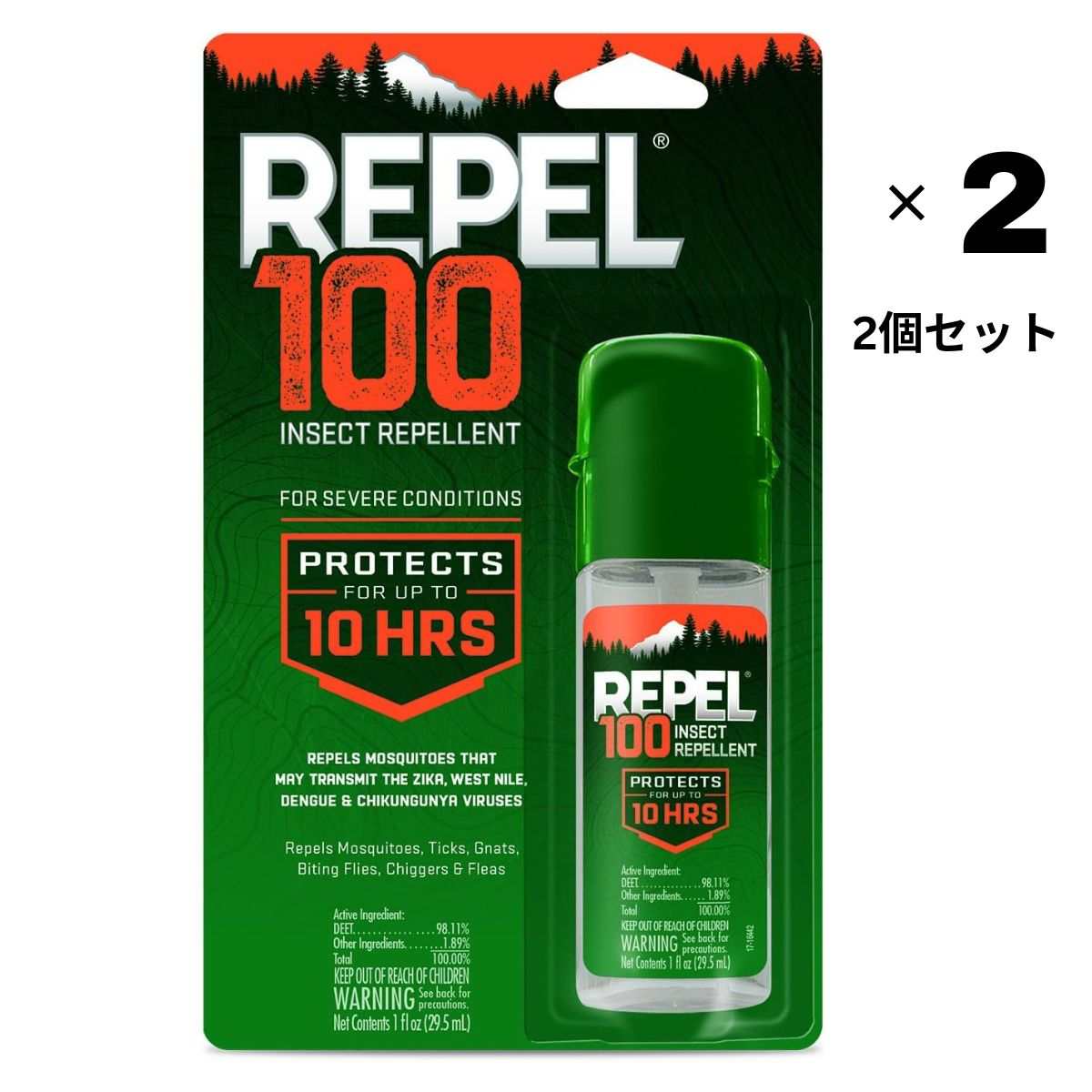 【追跡可能海外メール便】【2個セット】REPEL100 Insect Repellent Pump Spray 1oz 最大10時間 リペル100 29.5ml（1オンス) ×2個
