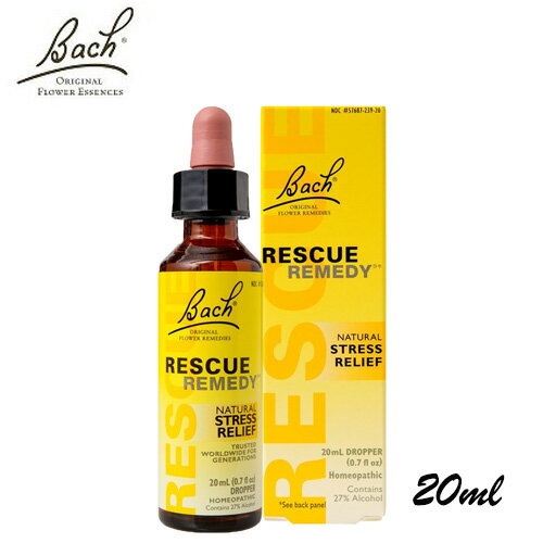 Bach Rescue Remedy 20ml (Drops) バッチフラワーレメディ　　レスキューレメディ　20ml 　アルコール Impatiens:インパチエンス　ストレスを軽減させたいときに Star of Bethlehem:スターオブベツレヘム　トラウマや最近起きた良くない経験からの修復したいときに Cherry Plum:チェリープラム　衝動的になりそうという時、自分をコントロールしたい時に Rock Rose:ロックローズ　恐怖やパニック状態を落ち着かせたい時に Clematis:クレマチス　心が不安定な状態に。 ※こちらは基本的にはヨーロッパからの出荷となります。お届けまで7-14日ほどかかる場合がございます。 ※お届け予定日は天候やフライト、通関の混雑状況よって遅延することもございますので予めご了承くださいませ。 【私たちが心のバランスを失いそうになった時の緊急用のレメディです。】 良くない知らせの後、 試験や面接の前、 人前で話すとき、 病院などに検査で行くとき 、 ストレスを感じたときに 是非ご利用ください。 【内容量】　20ml 【原産国・区分】イギリス/健康食品 【ご使用方法とご注意】　直接お口に3、4滴垂らす、またはドリンクの中に4滴ほどたらして飲ンで下さい。 【成分・原材料】　水、スピリッツ、インパチエンス、スターオブベツレヘム、チェリープラム、ロックローズ、クレマティス 【商品の注意事項】 - テスト前は有効期限をお確かめ下さい。 - 直射日光・湿気・熱に注意しながら15-30度の室温にて保管下さい。 【注意事項】 ・当店でご購入された商品は、原則として、「個人輸入」としての取り扱いになり、すべてアメリカ、欧州からお客様のもとへ直送されます。 ・ご注文後、2-3営業日以内に配送手続きをいたします。配送作業完了後、最短10日〜最長30日でのお届けとなります。(配送方法により異なります。) ・個人輸入される商品は、すべてご注文者自身の「個人使用・個人消費」が前提となりますので、ご注文された商品を第三者へ譲渡・転売することは法律で禁止されております。 ・関税・消費税が課税される場合があります。詳細はこちらをご確認下さい。 ・パッケージデザイン等はメーカーで予告なく変更する場合がございます。 ・※説明書は英語表記となります。 【広告文責】PCE International, Inc. 050-5532-1199