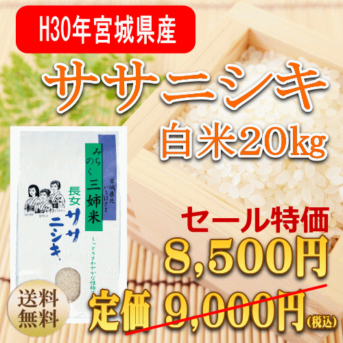 ササニシキ 20kg 宮城県産【宮城県_物産展】【送料無料】【0501_free_f...