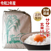 【新米予約】【令和2年産】ササニシキ玄米15kg×1袋精米も致します!炊き上がり約9升分宮城県産【宮城県_物産展】【送料無料】【減農薬米】