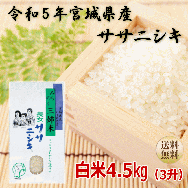 【令和5年宮城米】ササニシキ 4.5kg 炊き上がり3升分宮城県産【宮城県_物産展】【送料無料】ポイント 1