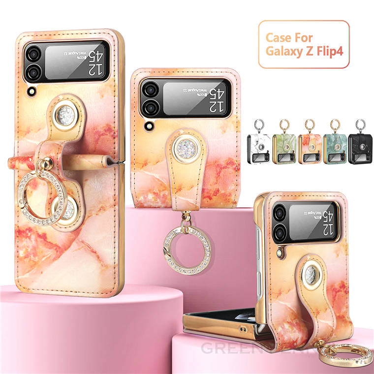 乐天商城 - Galaxy Z Flip4 ケース Galaxy Z Flip4 SC-54C ケース フィルム付き 可愛い リング付き 手持ちやすい スタンド ラインストーン 大理石柄 革 Galaxy Z Flip4 SCG17 Z Flip4 Galaxy Z Flip3 5G ギャラクシー ゼット docomo ギャラクシー ゼット フリップ4 おしゃれ カバー