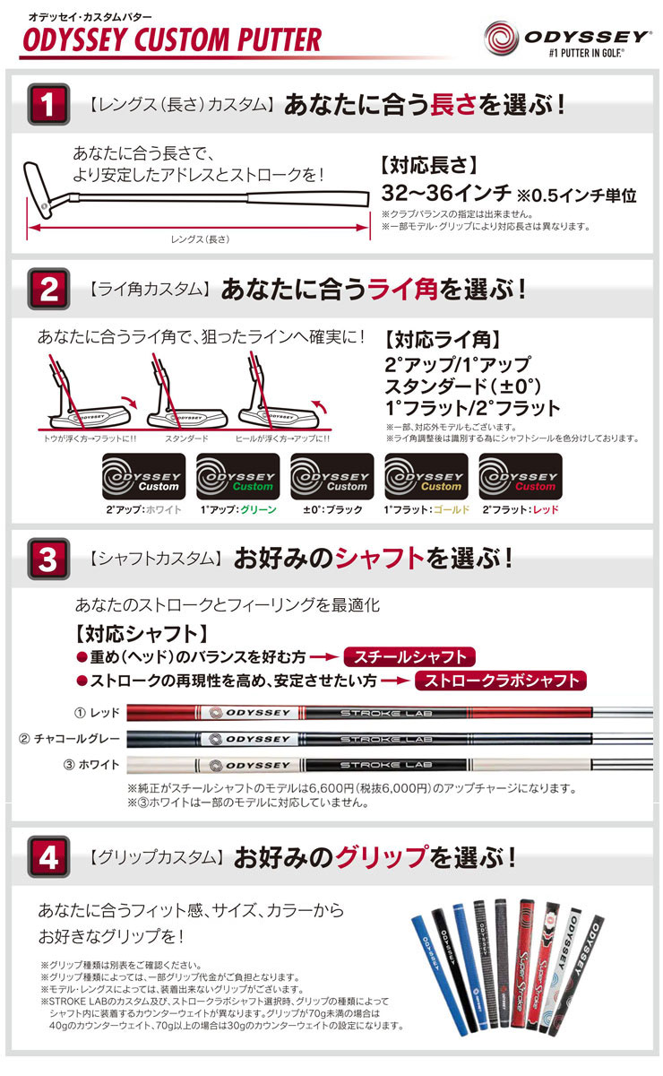 特注カスタムクラブ オデッセイ ストロークラボ ブラック シリーズ パター[TEN、TEN-S、TEN-CS、BIRD OF PREY]