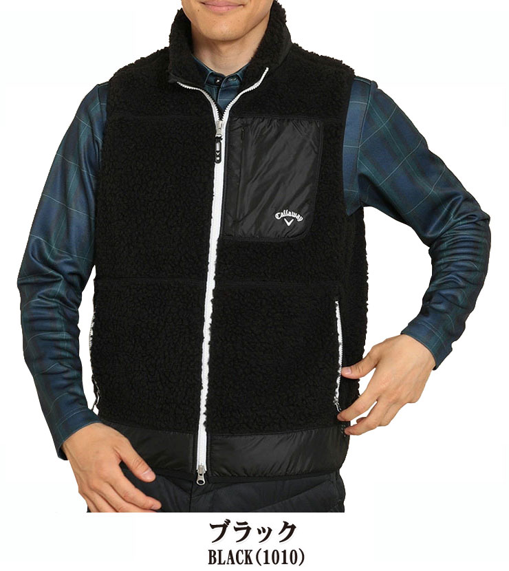 キャロウェイ メンズ ゴルフウェア シェルパフリース フルジップ ボア ベストブルゾン C22216103 M-LL [即納]