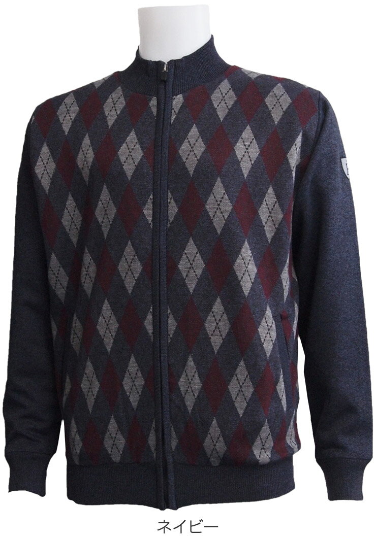 ファウンダースクラブ メンズ ゴルフウエア アーガイル柄 フルジップ 防風セーター FC-0310W M-O