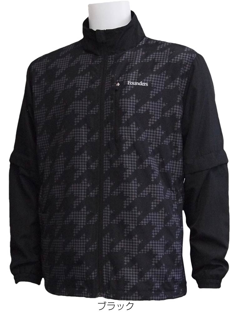 [タイムセール] ファウンダースクラブ メンズ ゴルフウェア 千鳥柄 裏トリコット フルジップ ブルゾン FC-0320W M-O