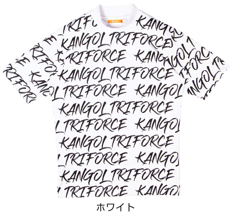 [セール] カンゴール トライフォース メンズ ゴルフウェア ロゴ総柄プリント モックネック 半袖シャツ KFBA-37T M-LL
