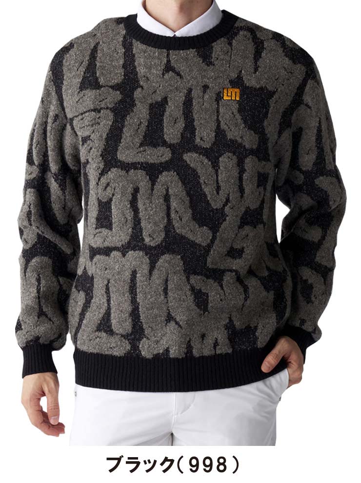 ラウドマウス ゴルフ ツイード調 ブークレーロゴ クルーネック セーター ウェア メンズ 2025年秋冬モデル M-4L 775-702 [即納]