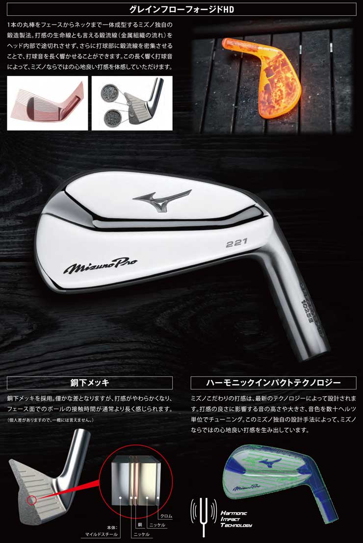 ミズノ Mizuno Pro 221 アイアン Dynamic Gold HT スチールシャフト 単品[＃3、＃4]