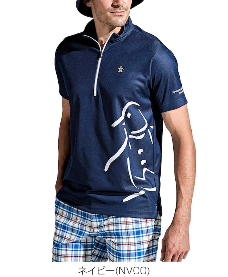 マンシングウェア シーズンコレクション パネルジャカード ハーフジップ 半袖シャツ ゴルフウェア メンズ M-3L MGMXJA09 [即納]