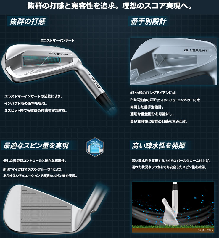 [タイムセール] 特注カスタムクラブ ピン BLUEPRINT S アイアン N.S.PRO Zelos7 シャフト 単品[＃3、＃4、＃5、＃6、＃7、＃8、＃9、PW]