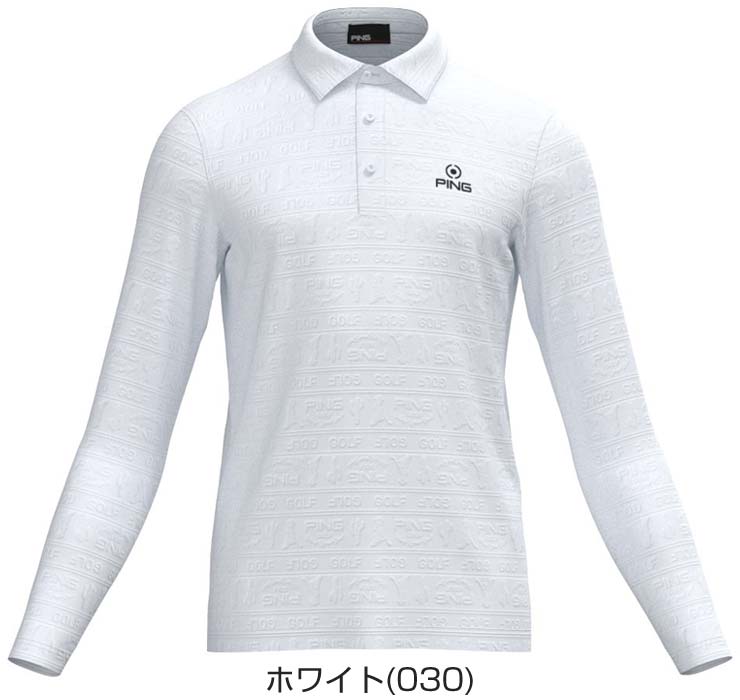 ピン Mr.凸凹ボーダージャガード 長袖 ポロシャツ ゴルフウェア メンズ M-3L 621-4261801