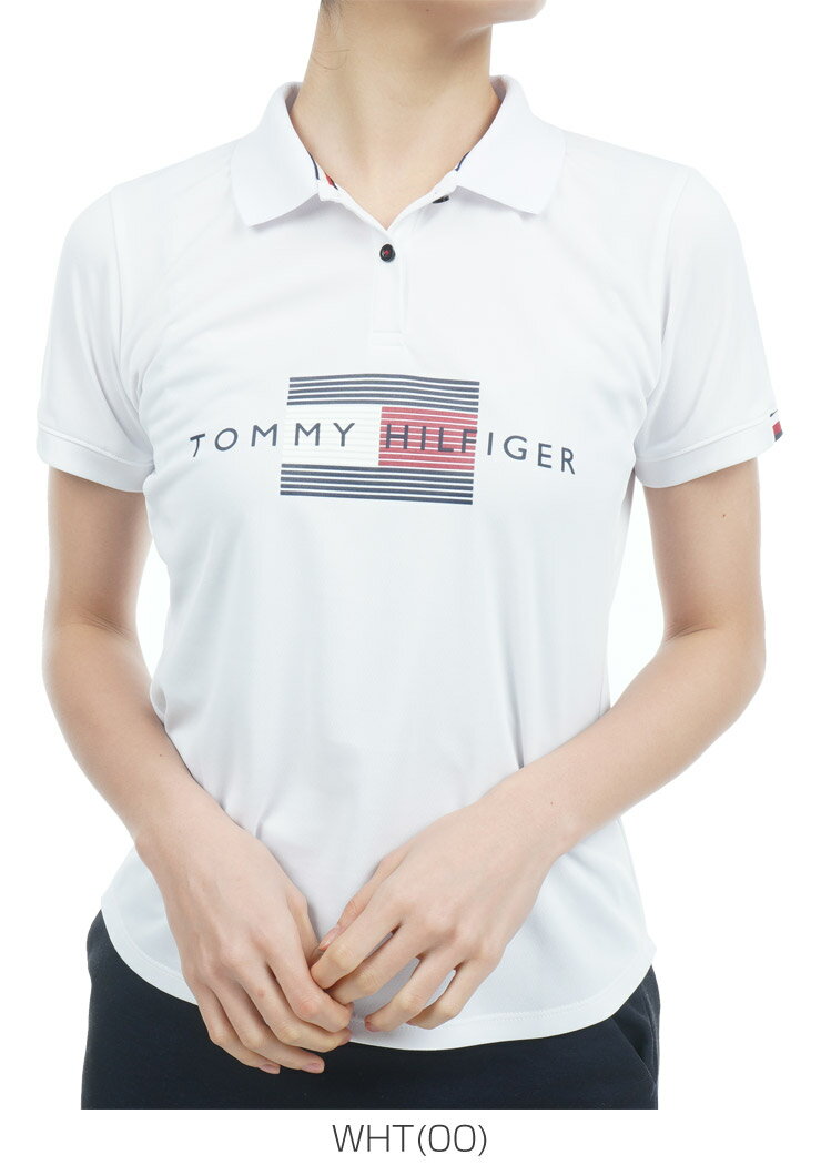 トミーヒルフィガー ゴルフ ウェア レディース フロントフラッグプリント 半袖 ポロシャツ THLA314 2023年春夏モデル S-LL 【あす楽対応】