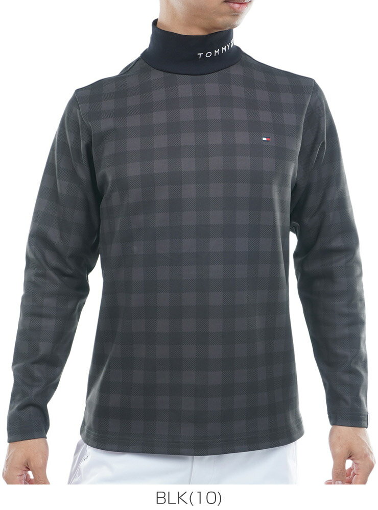 トミーヒルフィガー チェック柄 裏起毛 ハイネック 長袖シャツ ゴルフウェア メンズ 2025年秋冬モデル M-3L THMA569 [即納]