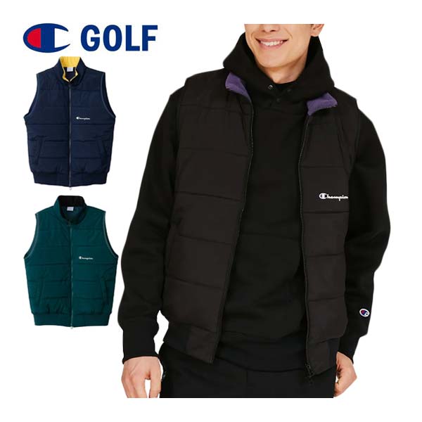 チャンピオン ゴルフ フルジップ 中綿ベスト ブルゾン ウェア メンズ 2025年秋冬モデル M-XL C3-CG602 [即納]