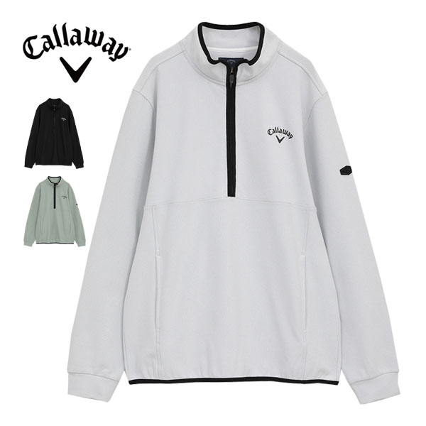 キャロウェイ 裏起毛 ハーフジップ モックネック 長袖シャツ ゴルフウェア メンズ 2025年秋冬モデル M-3L C25233109 [即納]