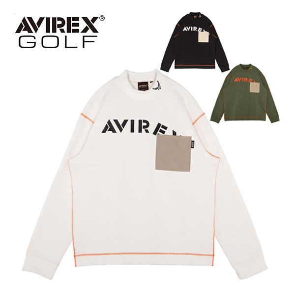 ☆ポイントUp14日20時から！アヴィレックス ゴルフ メンズ ウェア パイロットライン 裏毛スウェット モックネック 長袖 トレーナー AVG3F-AP7 M-XL 【即納】