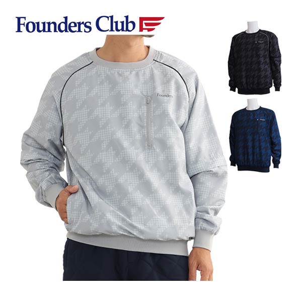 ファウンダースクラブ メンズ ゴルフウェア 千鳥柄 裏トリコット プルオーバー クルーネック ブルゾン FC-0319W M-O