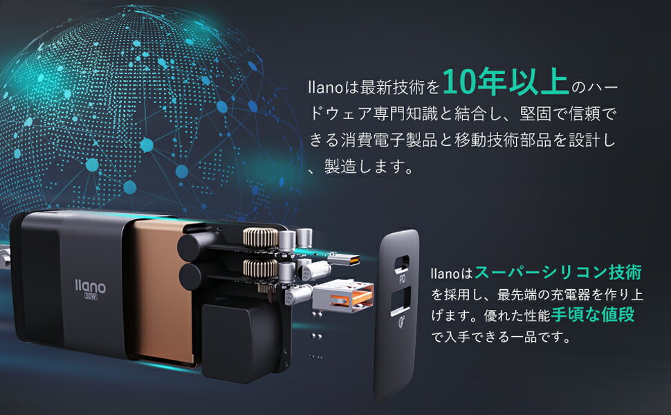 llano 30W PD充電器 Type C 急速充電器 iPhone 充電器(Super Si搭載/2ポートUSB-A & USB-C/折り畳み式)【PD3.0対応/QC3.0対応/PPS規格対応/PSE技術基準適合】 iPhone13/12/iPad Air/GalaxyS20/Android/Windows PC Switch