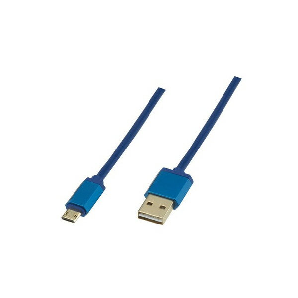 【5月20日は5のつく日】 microUSB ケーブル 充電 データ転送ケーブル リバーシブル GH-UCSMBWA2-BL 2m ブルー アルミ…