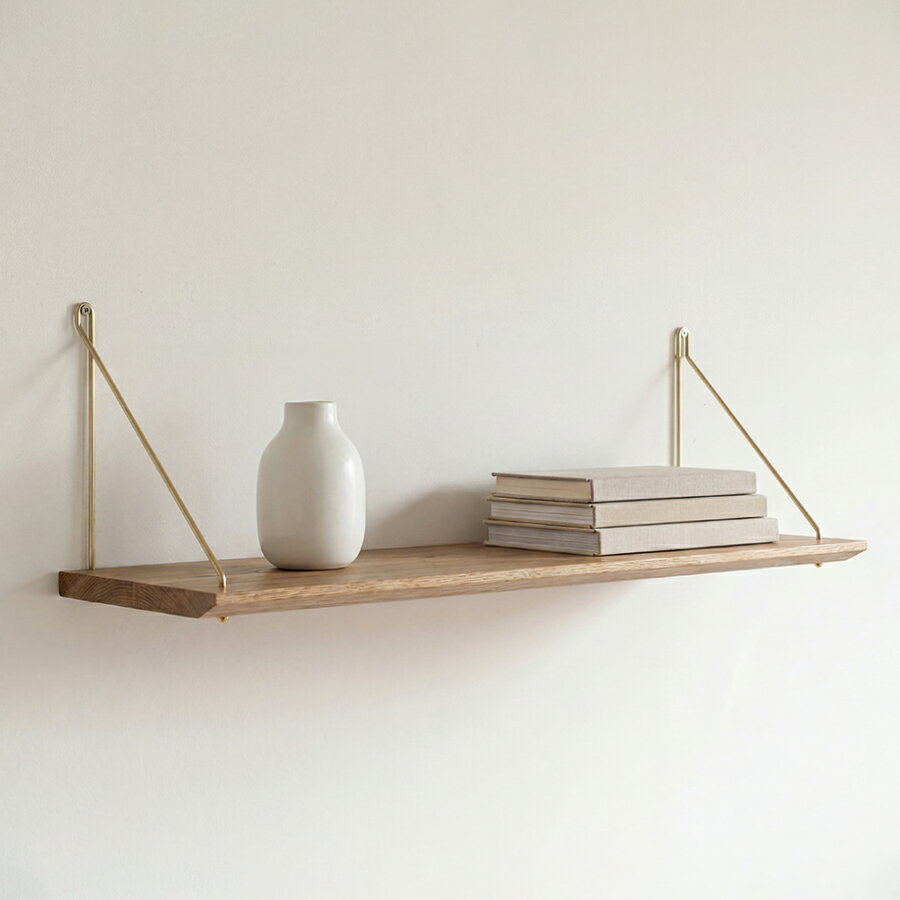 kilta wall shelf （oak） ウォールシェルフ オーク 幅72cm 奥行き21cm | 無垢材 無垢 北欧 壁掛け収納 壁面収納 棚 棚板 飾り棚 ディスプレイ 小物収納 ナチュラル 真鍮