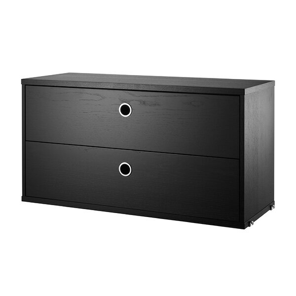 【日本代理店】String スウェーデン製 チェスト ブラック ステインドアッシュ | ストリング キャビネット 壁掛け 壁付け 棚 抽斗 引き出し 2段 シェ...