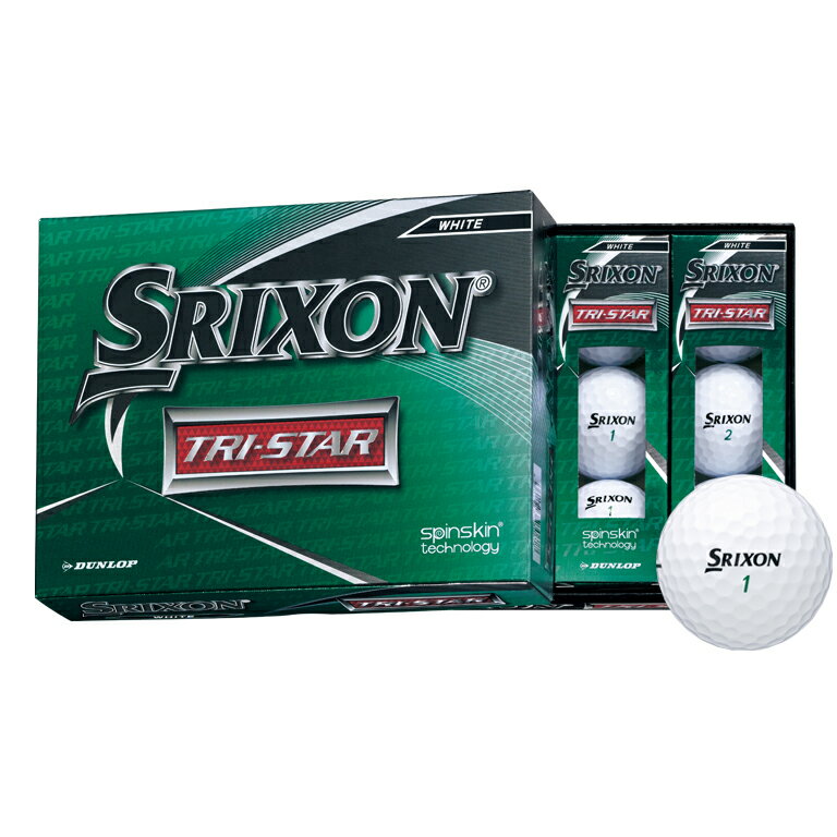 【送料無料】DUNLOP SRIXON TRI-STAR WHITE ダンロップ スリクソン トライスター ホワイト ボール 2ダースパック 24球 ゴルフ