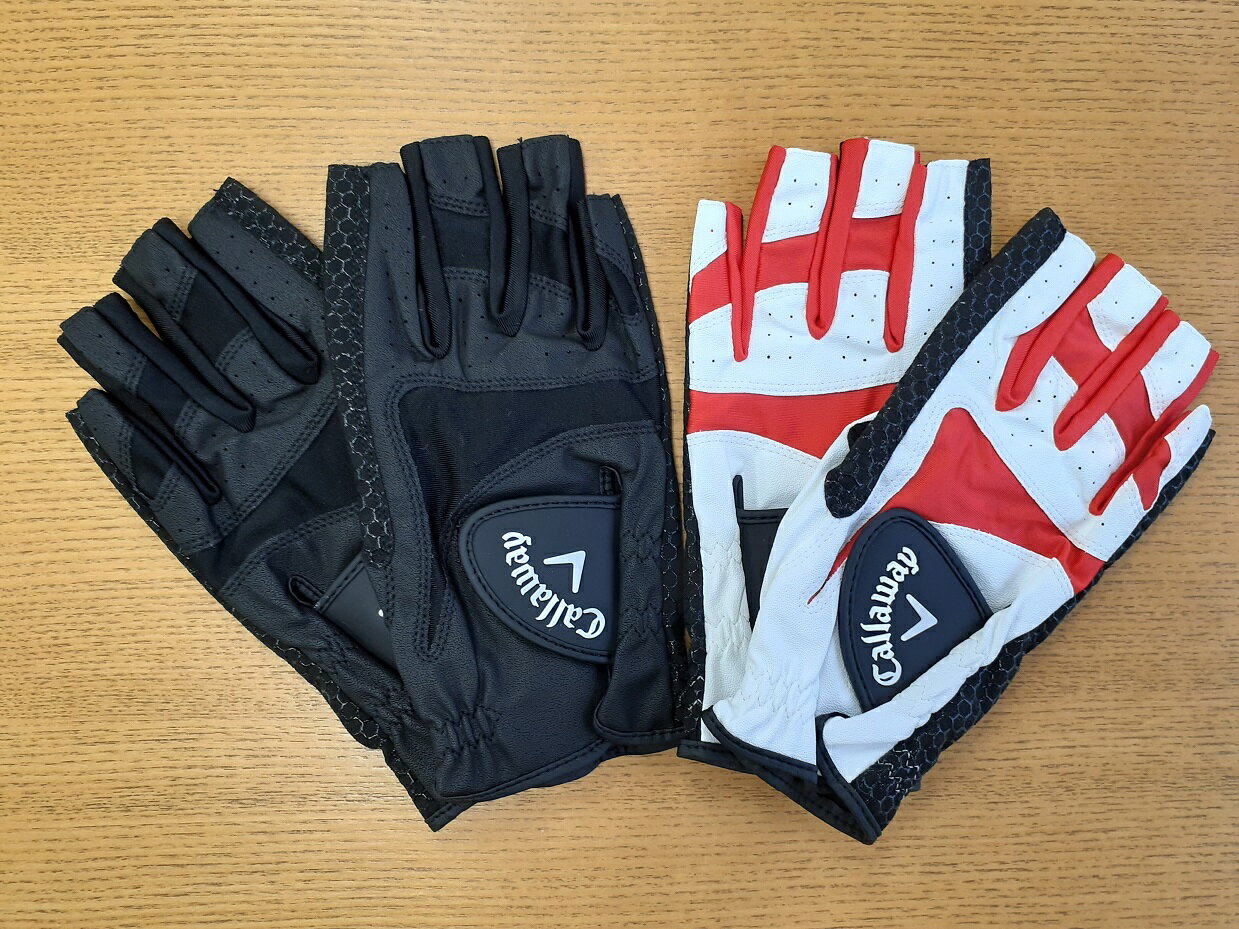 【安い！】Callaway Sport Dual OF(指ぬき）GLOVE　超特価2枚組（ブラック×ブラック、ホワイト×レッド） キャロウェイ パークゴルフ グローブ 2枚セット お得 初心者 プレゼント