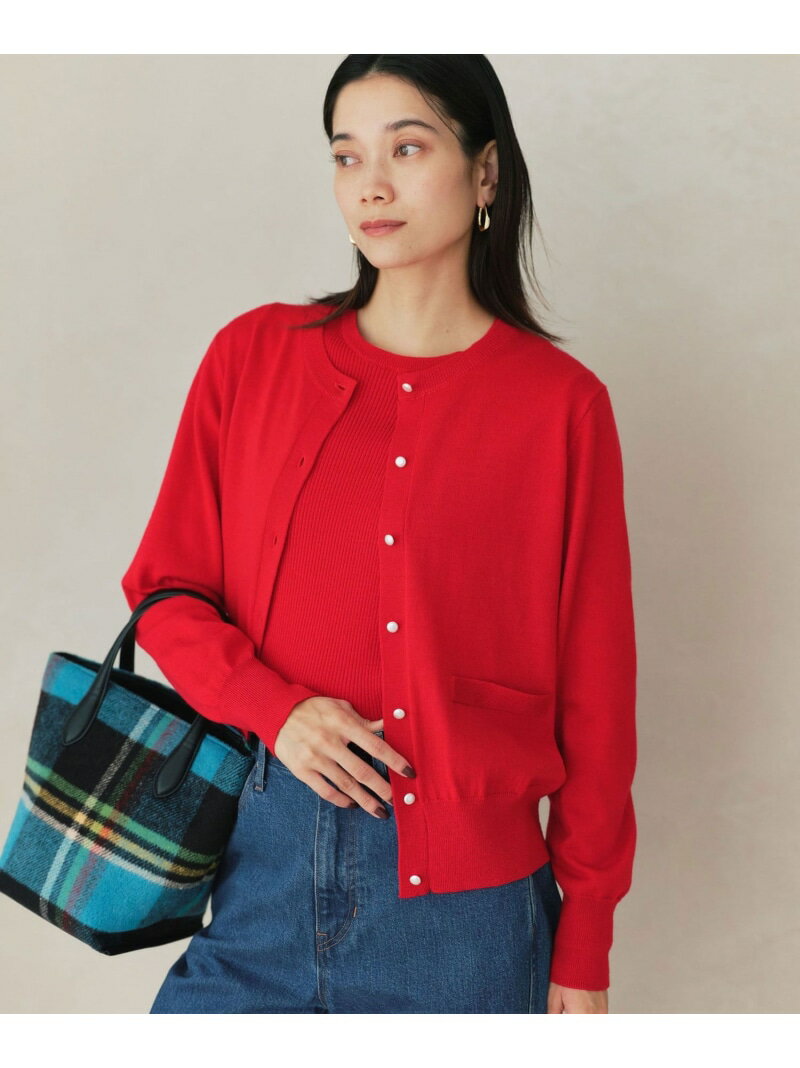 【SALE／10%OFF】ウール クルーネック カーディガン ウォッシャブル UNITED ARROWS green label relaxing ユナイテッドアローズ グリーンレーベルリラクシング トップス カーディガン イエロー グレー レッド ブラック ホワイト【RBA_E】【送料無料】[Rakuten Fashion]のサムネイル