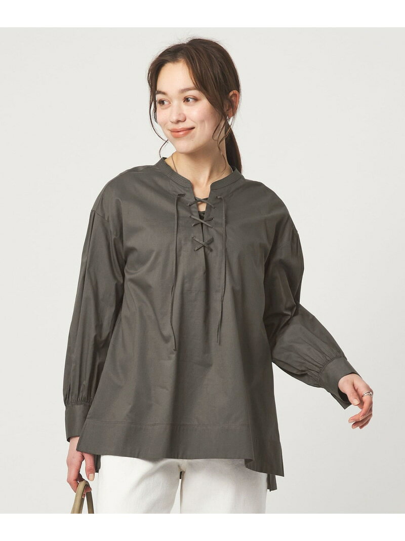 乐天商城 - レースアップ ブラウス UNITED ARROWS green label relaxing ユナイテッドアローズ グリーンレーベルリラクシング トップス シャツ・ブラウス グレー ホワイト ピンク【送料無料】[Rakuten Fashion]