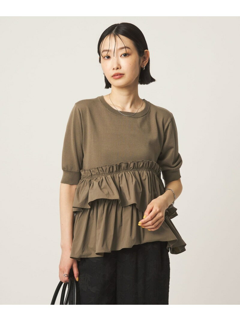樂天商城 - ティアード ドッキング 5分袖 プルオーバー ニット UNITED ARROWS green label relaxing ユナイテッドアローズ グリーンレーベルリラクシング トップス ニット ブラック【送料無料】[Rakuten Fashion]