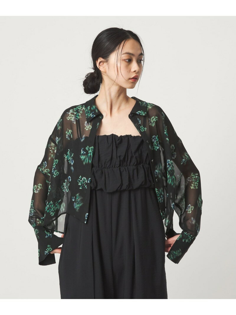 ＜EMMEL REFINES＞EM フラワープリント シアー シャツ EMMEL REFINES ユナイテッドアローズ グリーンレーベルリラクシング トップス シャツ・ブラウス ホワイト ブラック【先行予約】*【送料無料】[Rakuten Fashion]