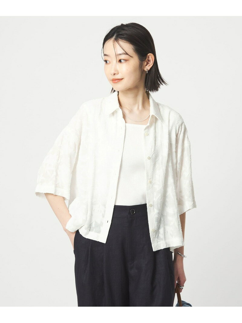 Rakuten - カット ジャガード ショートスリーブ シャツ UNITED ARROWS green label relaxing ユナイテッドアローズ グリーンレーベルリラクシング トップス シャツ・ブラウス ブラック ホワイト【送料無料】[Rakuten Fashion]