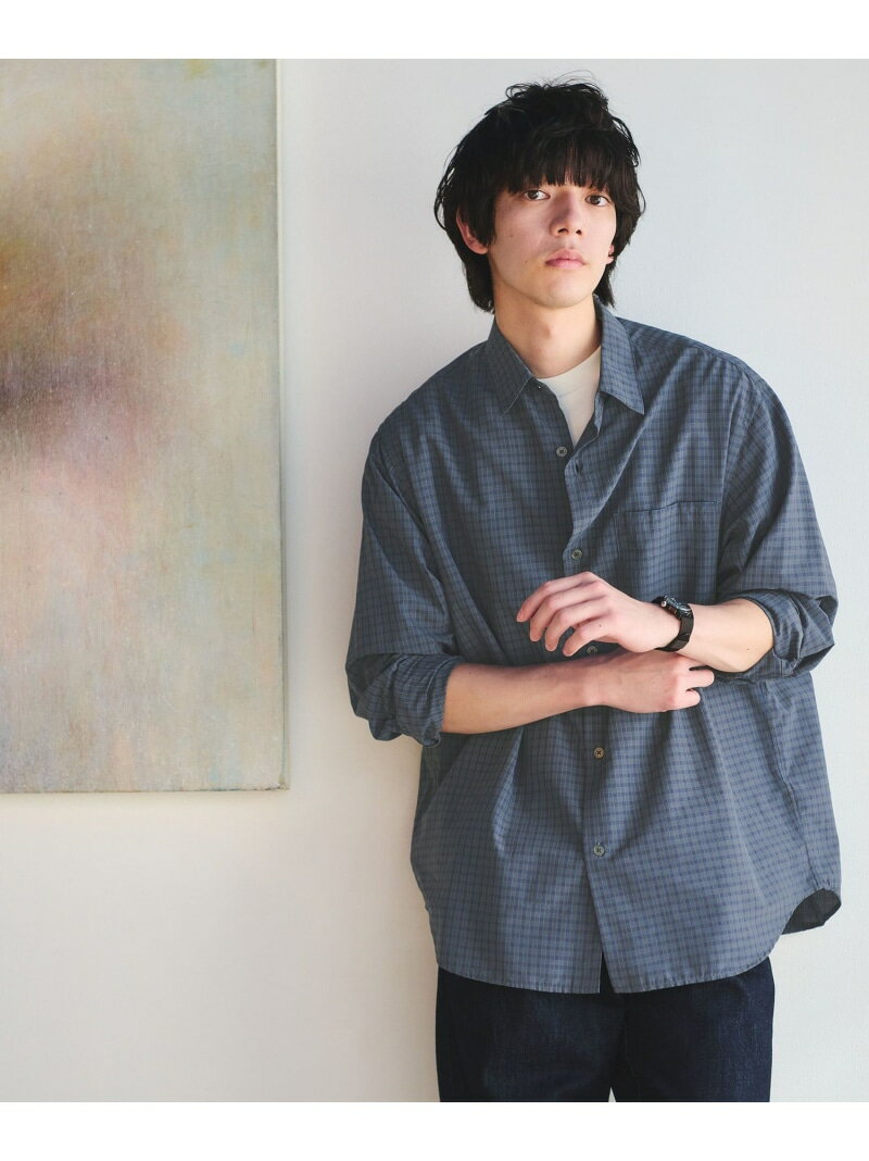 乐天商城 - ナイロン コットン チェック ジャストルーズ 長袖 シャツ UNITED ARROWS green label relaxing ユナイテッドアローズ グリーンレーベルリラクシング トップス シャツ・ブラウス パープル グレー【送料無料】[Rakuten Fashion]