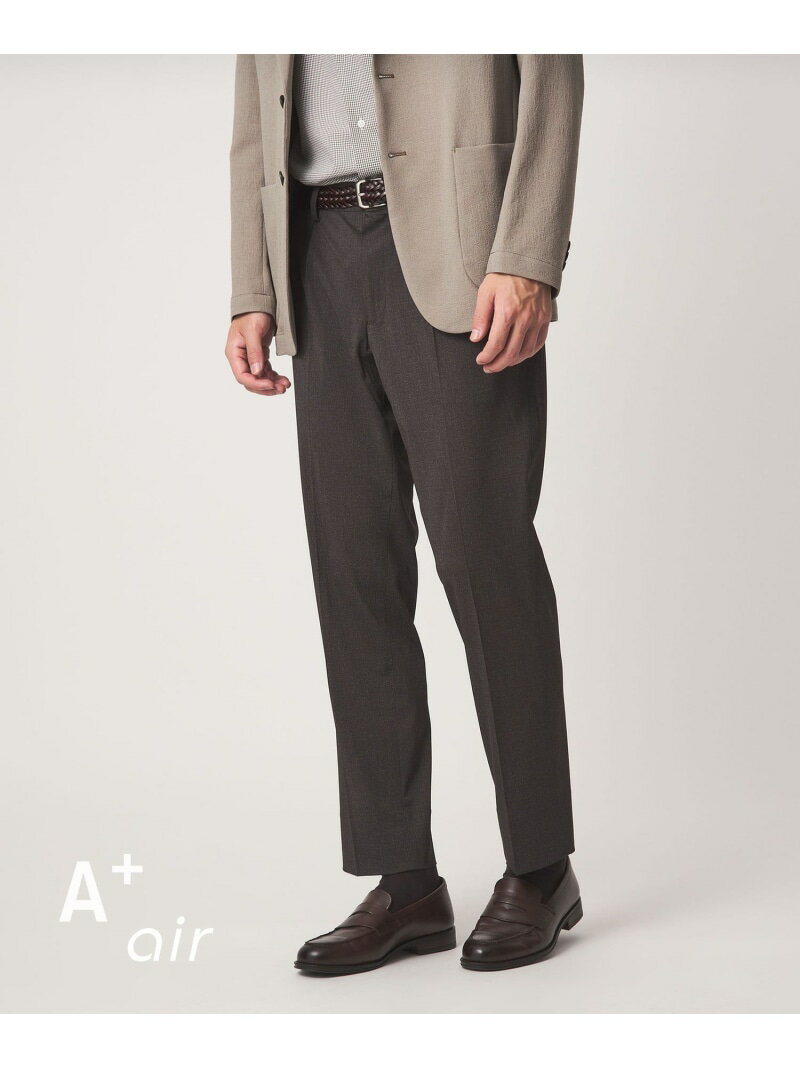 A+ air PE/PU トリコット プリント スタンダード 1プリーツ スラックス -ストレッチ・接触冷感・通気性- UNITED ARROWS green label relaxing ユナイテッドアローズ グリーンレーベルリラクシング パンツ スラックス・ドレスパンツ ブラウン ネ
