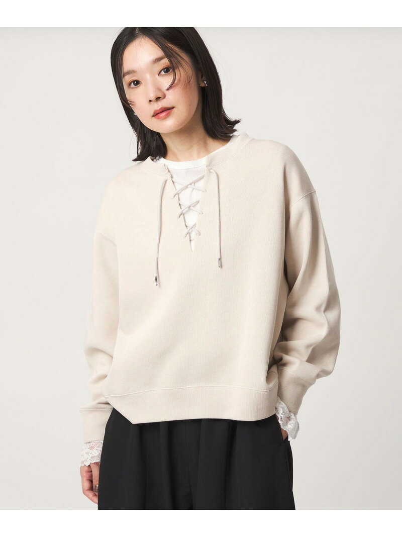 【SALE／20%OFF】【WEB限定】＜at ease＞ダブルフェイス レースアップ プルオーバー カットソー UNITED ARROWS green label relaxing ユナイテッドアローズ グリーンレーベルリラクシング トップス カットソー・Tシャツ ブラック ホワ【RBA_E】【送料無料】[Rakuten Fashion] greenlabelrelaxing-10069300 green label relaxing サンプル画像3
