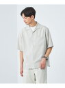 ヘザー ピンヘッド ジャストルーズ オープンカラー 半袖 シャツ -ストレッチ・防シワ- UNITED ARROWS green label relaxing ユナイテッドアローズ グリーンレーベルリラクシング トップス シャツ・ブラウス グレー ネイビー【先行予約】*【送料無料】[Rakuten Fashion]