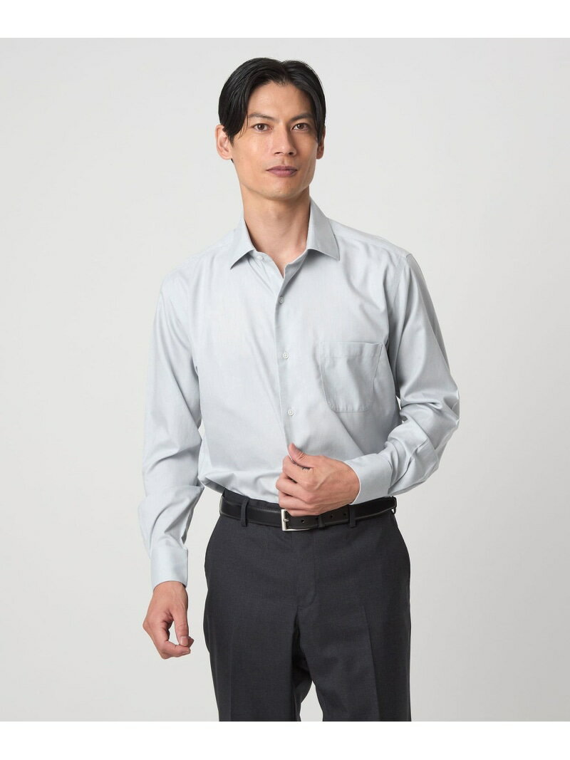 コットン ヘリンボーン ワイドカラー ドレスシャツ -形態安定- UNITED ARROWS green label relaxing ユナイテッドアローズ グリーンレーベルリラクシング トップス シャツ・ブラウス ブルー グレー ホワイト【先行予約】*【送料無料】[Rakuten Fashion]