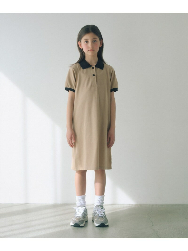 乐天商城 - バイカラー カノコ ポロワンピース / キッズ 140cm-160cm UNITED ARROWS green label relaxing ユナイテッドアローズ グリーンレーベルリラクシング ワンピース・ドレス ワンピース ブラック ベージュ【送料無料】[Rakuten Fashion]