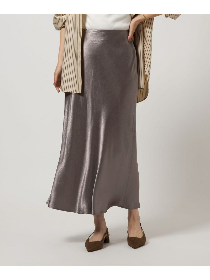 サテン ナロー スカート UNITED ARROWS green label relaxing ユナイテッドアローズ グリーンレーベルリラクシング スカート ロング・マキシスカート ブラック ホワイト ブラウン ブルー【送料無料】[Rakuten Fashion]のサムネイル