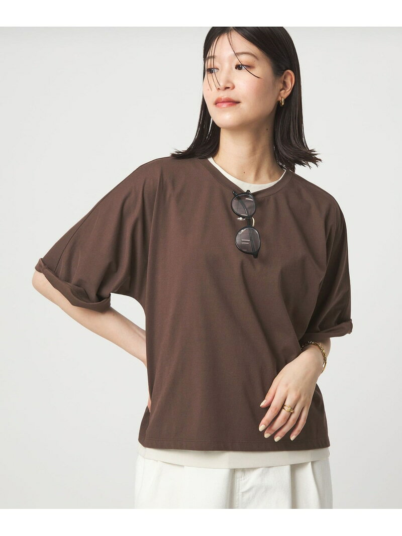 Rakuten - 【WEB限定】＜at ease＞ドルマン カットソー 接触冷感 UNITED ARROWS green label relaxing ユナイテッドアローズ グリーンレーベルリラクシング トップス カットソー・Tシャツ ブルー ブラック ホワイト ブラウン【送料無料】[Rakuten Fashion]