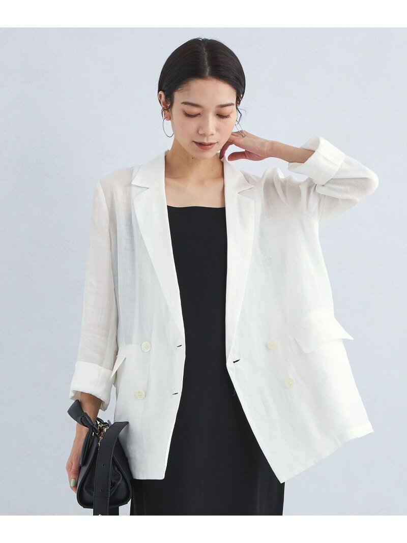 シアー ラミー シャツ ジャケット UNITED ARROWS green label relaxing ユナイテッドアローズ グリーンレーベルリラクシング ジャケット・アウター テーラードジャケット・ブレザー ブラック ホワイト【送料無料】[Rakuten Fashion]のサムネイル